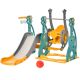 Multicolor 3 in 1 Toddler Swing and Slide Set with Climber, Ultra-Safety, Basketball Hood for Ages 1.5-3