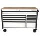 Husky Standard-Duty 52 in. W 10-Drawer Matte White Mobile Workbench Cabinet with Solid Wood Top