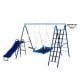 6-in-1 Swing Set with Belt and Platform Swings, Slide, Climbing Net, Basketball Hoop, Heavy-Duty A-Frame Stand for