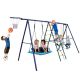 maocao hoom 6 in. 1 Swing Set with Climbing Ladder, Climbing Net, Glider, Hammock Swing, Belt Swing, Basketball Hoop for Backyard