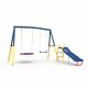 maocao hoom Outdoor Heavy-Duty Metal¬† 3 in 1 Swing Sets for Backyard with Kids Slide Playset with Slide