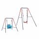 maocao hoom Green and Blue Interesting 2 In 1 Baby Swing Mental Plastic Safe Swing Set 110 lbs. for Outdoor Playground for Age 3Plus