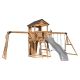 Backyard Discovery Dover Bay Spruce Wood Outdoor Swing Set Playset with Wave Slide, Clubhouse, Monkey Bars, and Rock Wall