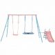maocao hoom 2-Swing Set with Slide Blue And Pink For Outdoor Kids Playground