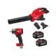 Milwaukee M18 FUEL Dual Battery 145 MPH 600 CFM 18V Blower w/Mid Torque 1/2 in. Impact Wrench w/Friction Ring, (2) 6.0 Ah Battery 2824-20-2962-20-48-11-1862