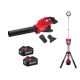 Milwaukee M18 FUEL Dual Battery 145 MPH 600 CFM 18V Brushless Cordless Blower w/Rocket Dual Power Tower Light, (2) 6.0 Ah Battery 2824-20-2131-20-48-11-1862