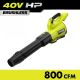 RYOBI 40V HP Brushless Whisper Series 180 MPH 800 CFM Cordless Battery Leaf Blower (Tool Only) RY40HPLB01B