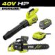 RYOBI 40V HP Brushless Whisper Series 800 CFM Cordless Battery Leaf Blower & 20 in. Chainsaw w/ 8 Ah Battery and Charger RY40HPLB01K-RY40HPCW03B