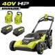 RYOBI 40V HP Brushless 21 in. Cordless Battery Walk-Behind Multi-Blade Push Lawn Mower with (2) 12.0 Ah Batteries & Charger RY40HPLM04K2-Y