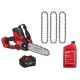Milwaukee M18 FUEL 18V Brushless Battery 8 in. HATCHET Mini Pruning Chainsaw w/ 8 Ah Battery, 8 in. Chain (3 PK), Bar & Chain Oil 3004-20-48-11-1881-49-16-2817-49-16-2837