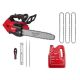 Milwaukee M18 FUEL 14 in. 18V Cordless Battery Top Handle Chainsaw w/ 14 in. Chain (3 Pack), 4 PC Sharpening Set, Bar & Chain Oil 2826-20T-49162819-49162881-49162838