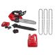 Milwaukee M18 FUEL 14 in. Brushless Battery Top Handle Chainsaw Kit w/ 14. Chainsaw Chain (3 Pack), 1 Gallon Bar & Chain Oil 2826-21T-49-16-2819-49-16-2838
