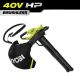 RYOBI 40V HP Brushless Cordless Battery Leaf Vacuum/Mulcher (Tool Only) RY40HPLB03B
