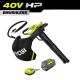 RYOBI 40V HP Brushess Cordless Battery Leaf Vacuum/Mulcher with 6.0 Ah Battery & Charger RY40HPLB03K