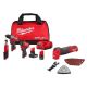Milwaukee M12 FUEL 12V Lithium-Ion Cordless Drill Driver, Impact Wrench, and Ratchet Combo Kit w/Batteries, Chargers & Bag 3424-23-2526-20