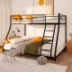 GODEER Black Heavy Duty Twin over Full Metal Bunk Bed, Easy Assembly with Enhanced Upper-Level Guardrail A128-BKTF0102B