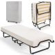 Gymax Black Twin Portable Rollaway Bed Guest Folding Bed w/Mattress Memory Foam and Dustproof Cover GYM11346