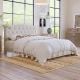 Harper & Bright Designs Beige Wood Frame Queen Size Linen Upholstered Platform Bed with Saddle Curved Diamond-Tufted Headboard YJH049AAA-Q