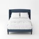 JAYDEN CREATION Eckhard Navy Upholstered Wood Frame Wingback Queen Platform Bed with Tapered Legs BDCY0855-QB-NAV