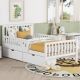 Harper & Bright Designs White Wood Frame Twin Size Platform Bed with Guardrails on Both Sides and 2-Storage Drawers LHC084AAK-T