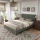 Furniture of America Claude Green Wood Frame Queen Platform Bed With Removable Corduroy Cover EC-7231GR-Q