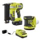 RYOBI ONE+ 18V 18-Gauge Cordless AirStrike Brad Nailer with Cordless 5 in. Random Orbit Sander, 4.0 Ah Battery, Charger P321K1-PCL406B