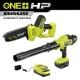 RYOBI ONE+ HP 18V Brushless 220 CFM 140 MPH Blower & 18V Brushless 8 in. Battery Compact Chainsaw w/4.0 Ah Battery & Charger