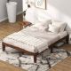 Costway Brown Wooden Frame Queen Platform Bed with 14 in. Slats Support Mattress Foundation GHM0725