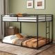 Noble House Tarla Ladder Full Over Full Bunk Bed, Metal, Black without Mattress 111462