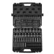 SKYSHALO 3/8 in. Drive Impact Socket Set, SAE 1/4 in.-3/4 in. and Metric 6-19mm Socket Set, 6 Point Cr-Mo Alloy Steel, (90-Piece) CJ38SAECRMO90NGRCV0-250317