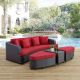 MODWAY Monterey 4-Piece Wicker Patio Conversation Set in Brown with Red Cushions EEI-992-BRN-RED-SET