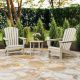 POLYWOOD Grant Park Sand 3-Piece Plastic Traditional Curveback Adirondack Patio Conversation Set PWS497-1-SA