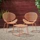 Noble House Elloree Matte Orange 3-Piece Metal Outdoor Patio Conversation Seating Set 70738