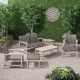 Noble House Hampton Mixed Black 7-Piece Wood Patio Conversation Seating Set 67508