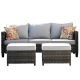 OVIOS New Vultros Gray 3-Piece Wicker Outdoor Lounge Chair with Gray Cushions and 2 Ottomans GRS7021