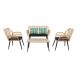 Karl home 4-Piece Wicker Patio Conversation Set with Black Cushions 685320042529
