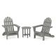POLYWOOD Classic Folding Slate Grey 3-Piece Plastic Patio Conversation Set PWS214-1-GY