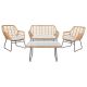 SAFAVIEH Roston Natural 4-Piece Rattan Patio Conversation Set with Beige Cushions PAT9005C-2BX