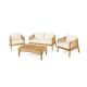 Noble House Judland Teak 4-Piece Wood and Wicker Patio Conversation Set with Beige Cushions 108015