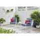 Hampton Bay Edina Bay 3-Piece Metal Outdoor Chat Set with CushionGuard Twist Blue Cushions FRN-314241