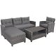 HONEY JOY 4-Piece Wicker Patio Furniture Set Outdoor Rattan Sofa Loveseat Set with Gray Cushions TOPB005163
