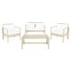 SAFAVIEH Garner Beige 4-Piece Wicker Patio Conversation Set with White Cushions PAT7714B