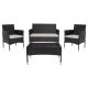SAFAVIEH Abdul Black 4-Piece Wicker Patio Conversation Set with Light Gray Cushions PAT7504E
