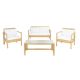 SAFAVIEH Garner Natural 4-Piece Wicker Patio Conversation Set with White Cushions PAT7714D