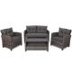 HONEY JOY 4-Piece Wicker Patio Conversation Set Rattan Sofa Furniture Set with Coffee Table and Gray Cushions TOPB003252
