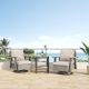 JOYSIDE 3-Piece Wicker Patio Swivel Rocking Chair Conversation Set with Beige Cushions M50A-BGE-THD