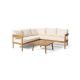 Noble House Burrough Teak 3-Piece Wood and Wicker Outdoor Patio Conversation Set with Beige Cushions 317355