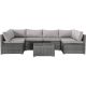 JUSKYS All Weather 7-Piece Gray PE Wicker Patio Conversation Set with Smoke Gray Cushions GYAH7001