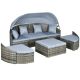 Outsunny Outdoor 4-Piece Light Gray Rattan Patio Conversation Set with Cushions and Canopy 862-048V00GG