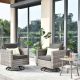 HOOOWOOO Tahoe Grey 3-Piece Wicker Outdoor Patio Conversation Swivel Rocking Chair Set with a Side Table and Black Cushions YZBR103BK